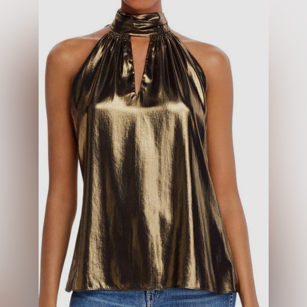 Ramy Brook Lola Gold Metallic Key Hole Tank